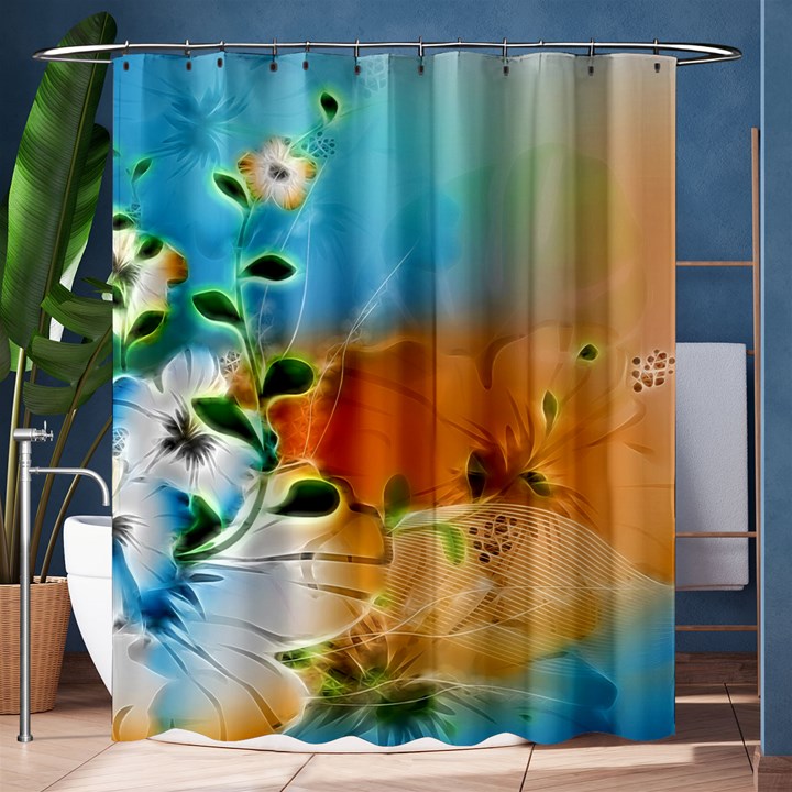 Wonderful Flowers In Colorful And Glowing Lines Shower Curtain 60  x 72  (Medium) 