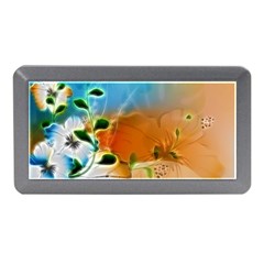 Wonderful Flowers In Colorful And Glowing Lines Memory Card Reader (mini)