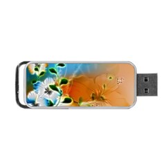 Wonderful Flowers In Colorful And Glowing Lines Portable Usb Flash (one Side) by FantasyWorld7