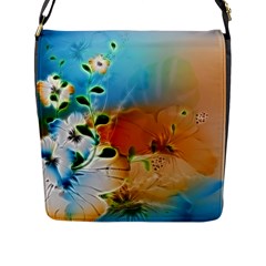 Wonderful Flowers In Colorful And Glowing Lines Flap Messenger Bag (l) 