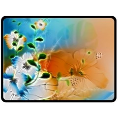 Wonderful Flowers In Colorful And Glowing Lines Double Sided Fleece Blanket (large) 