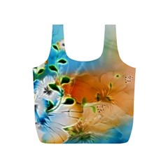 Wonderful Flowers In Colorful And Glowing Lines Full Print Recycle Bags (s)  by FantasyWorld7