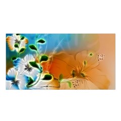 Wonderful Flowers In Colorful And Glowing Lines Satin Shawl