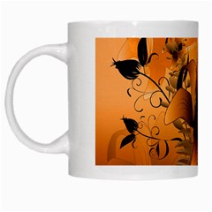 Awesome Summer  Flowers In Soft Red And Yellow White Mugs