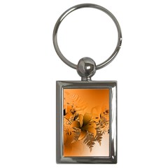 Awesome Summer  Flowers In Soft Red And Yellow Key Chains (rectangle) 