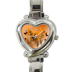 Awesome Summer  Flowers In Soft Red And Yellow Heart Italian Charm Watch