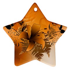 Awesome Summer  Flowers In Soft Red And Yellow Star Ornament (two Sides) 