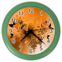 Awesome Summer  Flowers In Soft Red And Yellow Color Wall Clocks