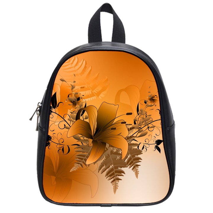 Awesome Summer  Flowers In Soft Red And Yellow School Bags (Small) 