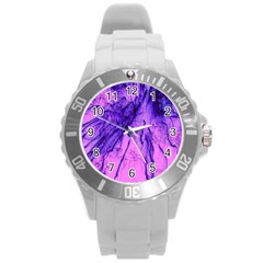 Special Fireworks Pink,blue Round Plastic Sport Watch (l)