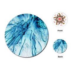 Special Fireworks, Aqua Playing Cards (round) 