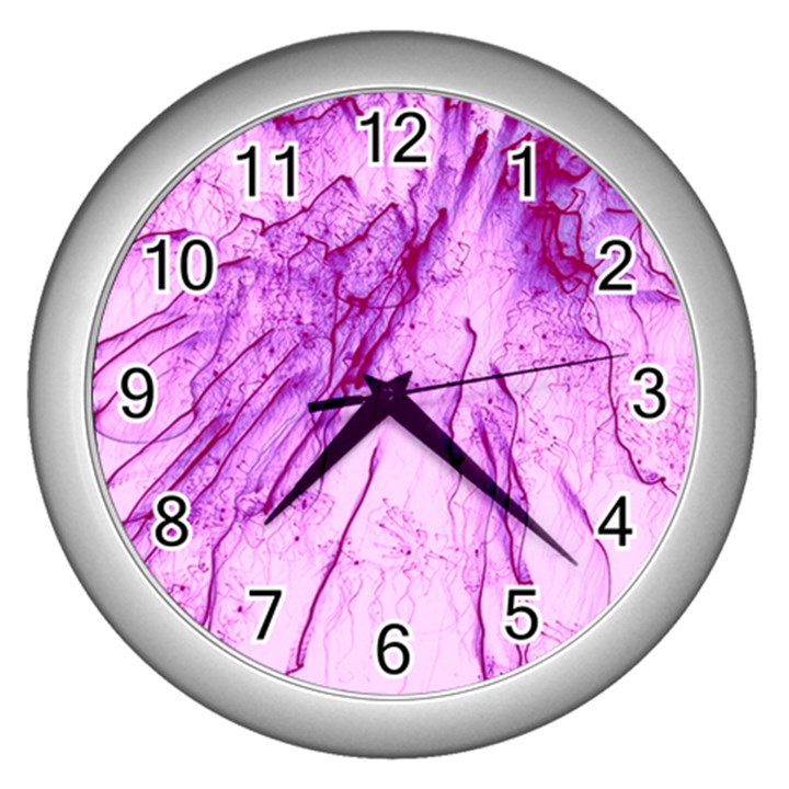 Special Fireworks, Pink Wall Clocks (Silver) 