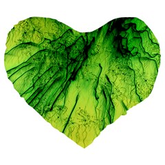 Special Fireworks, Green Large 19  Premium Heart Shape Cushions