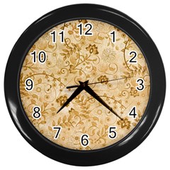 Flower Pattern In Soft  Colors Wall Clocks (black)