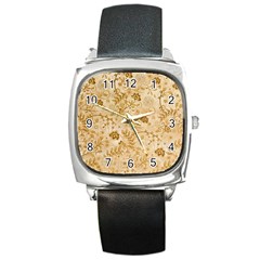 Flower Pattern In Soft  Colors Square Metal Watches