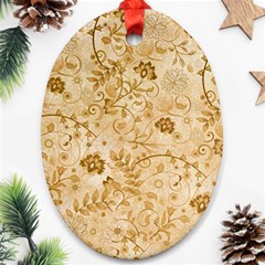 Flower Pattern In Soft  Colors Oval Ornament (two Sides)