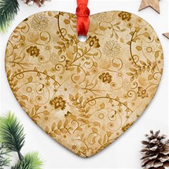 Flower Pattern In Soft  Colors Heart Ornament (2 Sides)