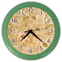 Flower Pattern In Soft  Colors Color Wall Clocks