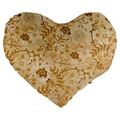 Flower Pattern In Soft  Colors Large 19  Premium Heart Shape Cushions