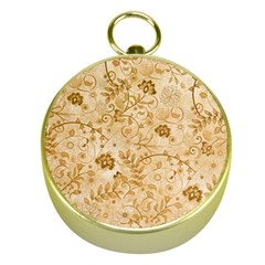 Flower Pattern In Soft  Colors Gold Compasses