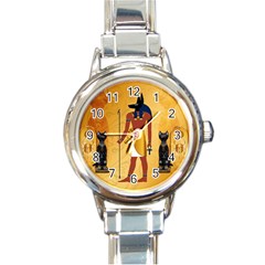 Anubis, Ancient Egyptian God Of The Dead Rituals  Round Italian Charm Watches