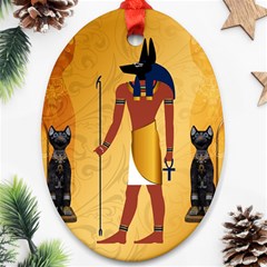 Anubis, Ancient Egyptian God Of The Dead Rituals  Ornament (oval) 