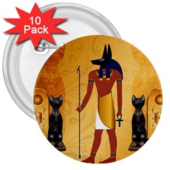 Anubis, Ancient Egyptian God Of The Dead Rituals  3  Buttons (10 Pack) 