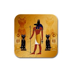 Anubis, Ancient Egyptian God Of The Dead Rituals  Rubber Square Coaster (4 Pack) 