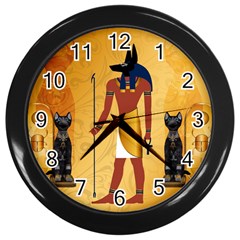 Anubis, Ancient Egyptian God Of The Dead Rituals  Wall Clocks (black) by FantasyWorld7