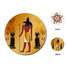 Anubis, Ancient Egyptian God Of The Dead Rituals  Playing Cards (round) 