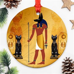 Anubis, Ancient Egyptian God Of The Dead Rituals  Round Ornament (two Sides) 