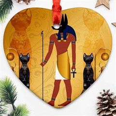 Anubis, Ancient Egyptian God Of The Dead Rituals  Heart Ornament (2 Sides) by FantasyWorld7