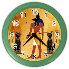 Anubis, Ancient Egyptian God Of The Dead Rituals  Color Wall Clocks by FantasyWorld7