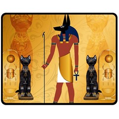 Anubis, Ancient Egyptian God Of The Dead Rituals  Fleece Blanket (medium)  by FantasyWorld7