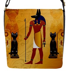 Anubis, Ancient Egyptian God Of The Dead Rituals  Flap Messenger Bag (s)