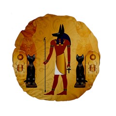 Anubis, Ancient Egyptian God Of The Dead Rituals  Standard 15  Premium Flano Round Cushions