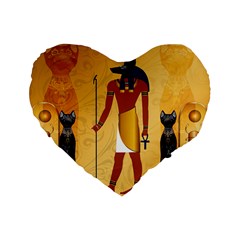 Anubis, Ancient Egyptian God Of The Dead Rituals  Standard 16  Premium Flano Heart Shape Cushions by FantasyWorld7