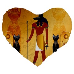 Anubis, Ancient Egyptian God Of The Dead Rituals  Large 19  Premium Flano Heart Shape Cushions