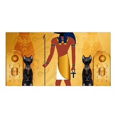 Anubis, Ancient Egyptian God Of The Dead Rituals  Satin Shawl by FantasyWorld7