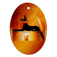 Anubis, Ancient Egyptian God Of The Dead Rituals  Ornament (oval) 