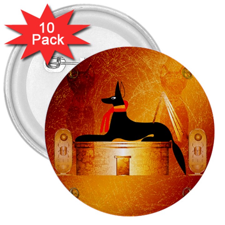 Anubis, Ancient Egyptian God Of The Dead Rituals  3  Buttons (10 pack) 