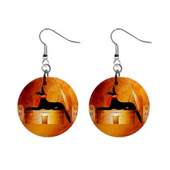 Anubis, Ancient Egyptian God Of The Dead Rituals  Mini Button Earrings by FantasyWorld7