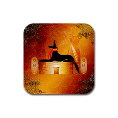 Anubis, Ancient Egyptian God Of The Dead Rituals  Rubber Square Coaster (4 Pack) 