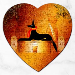 Anubis, Ancient Egyptian God Of The Dead Rituals  Jigsaw Puzzle (heart) by FantasyWorld7