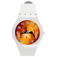 Anubis, Ancient Egyptian God Of The Dead Rituals  Round Plastic Sport Watch (m)