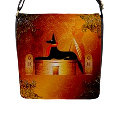 Anubis, Ancient Egyptian God Of The Dead Rituals  Flap Messenger Bag (l) 