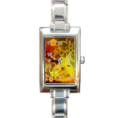 Glowing Colorful Flowers Rectangle Italian Charm Watches