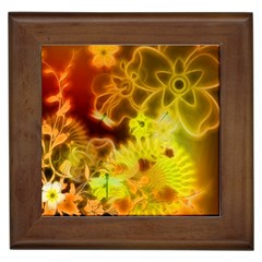 Glowing Colorful Flowers Framed Tiles