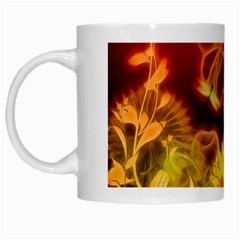 Glowing Colorful Flowers White Mugs