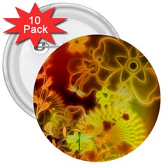 Glowing Colorful Flowers 3  Buttons (10 Pack)  by FantasyWorld7